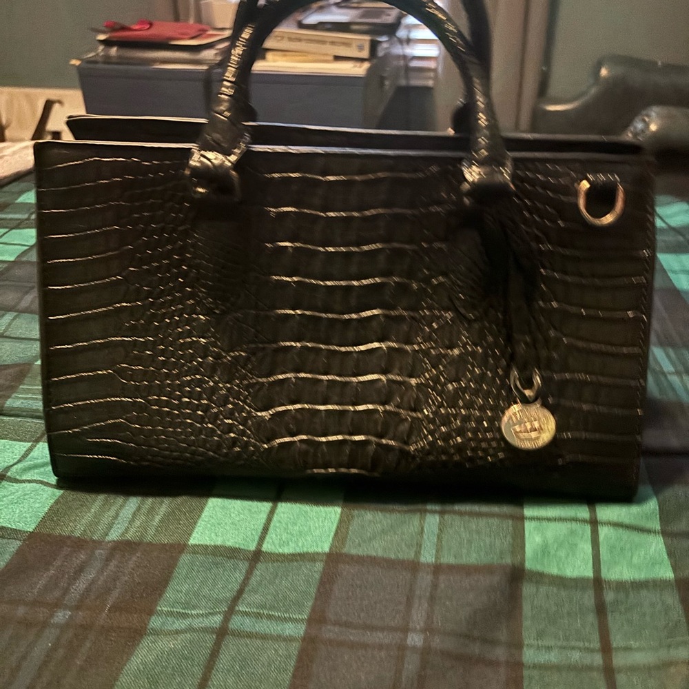 EUC Brahmin Vintage Black Crocodile Embossed Women's Handbag